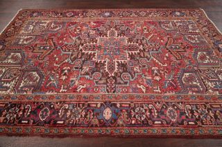 Top Deal Vintage 6x9 Geometric Heriz Serapi Persian Area Rug Oriental Red Blue