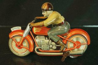 Vintage 1950s Technofix Us Zone Germany Ge 258 Tin Wind Up Motorcycle