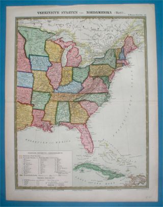 1855 Map United States Texas York Georgia Virginia Florida Canada