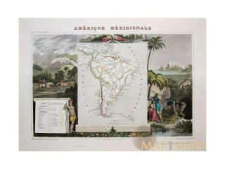 South America Map Amerique Meridionale Levasseur 1856