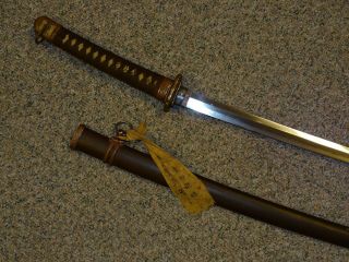 WWII Japanese Samurai Sword Shin - Gunto w/ OId Koto Family Blade & Surrender Tag 5