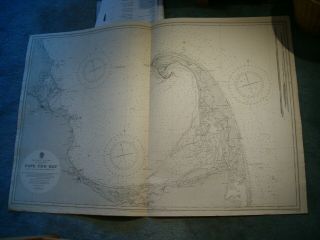 Vintage Admiralty Chart 3096 Usa - Cape Cod Bay 1913 Edn