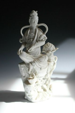 Chinese Blanc De Chine Porcelain Guanyin Kwan Yin Large Figure