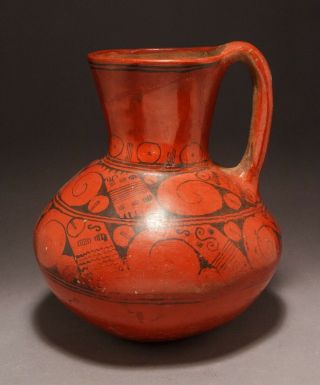 A Pre - Columbian Aztec Pitcher,  " Black - On - Orange " Type,  Postclassic Mexico