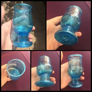 Very Rare Ancient Roman Blue Glass Cup,  2nd To 4th Century Ad