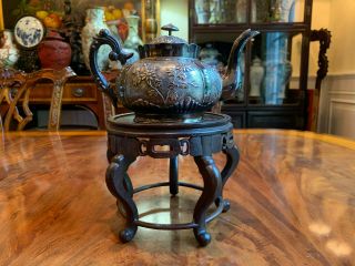 An Chinese Qing Dynasty Silver Teapot,  Marked.