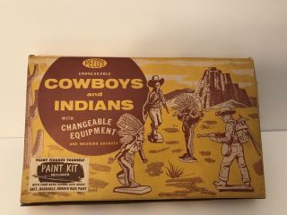 Rare Vintage 1950s Peco Cowboys And Indians Paint Kit