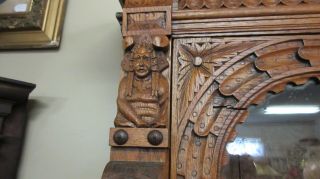 Antique Heavily Carved Oak Cabinet with Lions and Figures 12