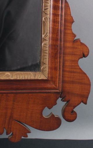 Lrg Handmade Custom Figured Tiger Maple,  Chippendale Mirror,  Carved Eagle,  NR 6