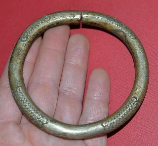 Antique African Tribal Brass Forged Metal Money Bracelet Currency Mali,  Africa 3