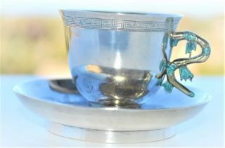 Chinese Export Silver Enamel & Gold Tea Cup