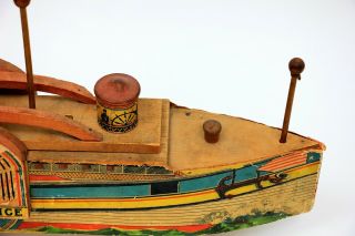 Rare Antique Reed Providence Side Wheeler River Paddle Boat Wood Paper Litho 5