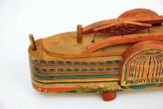 Rare Antique Reed Providence Side Wheeler River Paddle Boat Wood Paper Litho 6