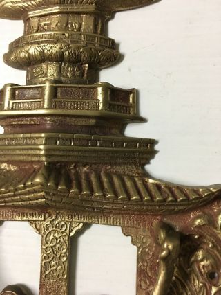 Antique Solid Brass Oriental Asian Pagoda Door Knocker 6