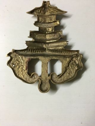 Antique Solid Brass Oriental Asian Pagoda Door Knocker 8
