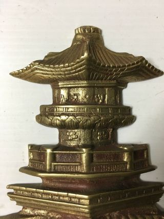 Antique Solid Brass Oriental Asian Pagoda Door Knocker 9