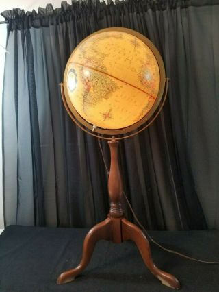 Vintage 12 " Replogle World Premiere Lighted World Globe W/ Wood Floor Stand