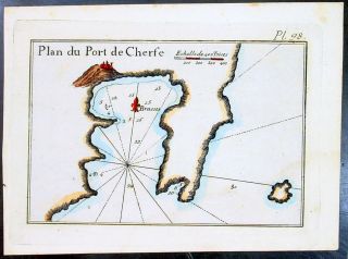 1764 Joseph Roux Antique Map Of The Port Of Serifos & Livadi Aegean Isle,  Greece