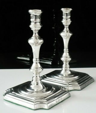 Pair Silver Candlesticks,  London 1907,  Thomas Bradbury & Sons Ltd