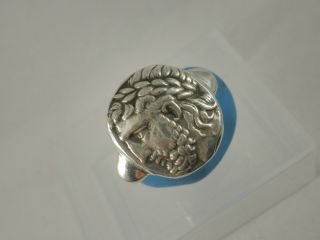 Antique Style,  Sterling Silver Ring Head Of Zeus,  Handmade Silver 925,  10.  35 Gr