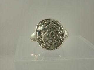 Antique Style,  Sterling Silver Ring Head of Zeus,  Handmade Silver 925,  10.  35 gr 2