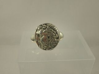 Antique Style,  Sterling Silver Ring Head of Zeus,  Handmade Silver 925,  10.  35 gr 4