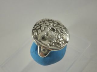 Antique Style,  Sterling Silver Ring Head of Zeus,  Handmade Silver 925,  10.  35 gr 5