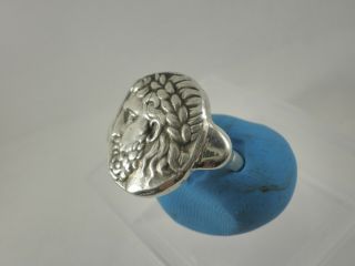 Antique Style,  Sterling Silver Ring Head of Zeus,  Handmade Silver 925,  10.  35 gr 9