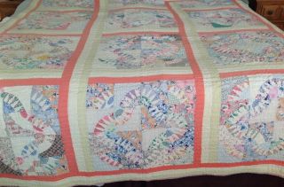 Lovely Vintage Soft Pastel Quilt Hand Sewn 73 