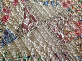 Lovely Vintage Soft Pastel Quilt Hand Sewn 73 