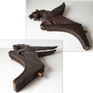 Antique carved wood winged griffin wall sconce chandelier parts Gothic style N°1 12