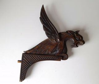 Antique Carved Wood Winged Griffin Wall Sconce Chandelier Parts Gothic Style N°1