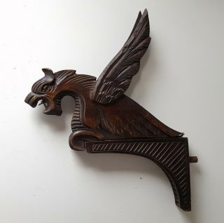 Antique carved wood winged griffin wall sconce chandelier parts Gothic style N°1 2