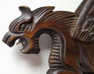 Antique carved wood winged griffin wall sconce chandelier parts Gothic style N°1 5