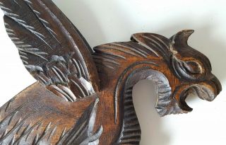 Antique carved wood winged griffin wall sconce chandelier parts Gothic style N°1 6