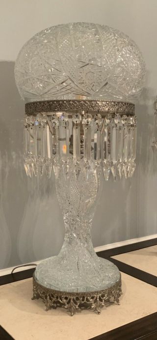 STUNNING Antique Baccarat Brilliant Cut Glass Lamp 6