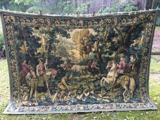 Large Vintage Aubusson Wool Tapestry