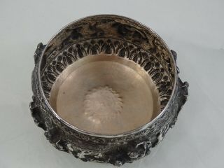 ANTIQUE BURMESE SILVER BOWL HAND CHASED EASTERN ORIENTAL BURMA Fine Quality 12