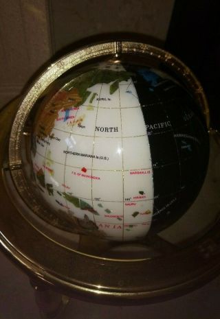 Gemstone Black & white world globe on stand with compass (2) 4