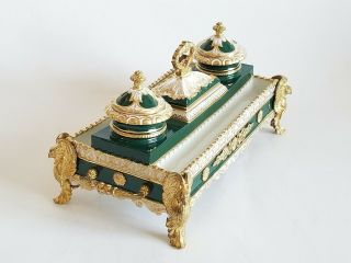 Imperial 19C French Sevres Porcelain Gilt Bronze Inkwell Stand 3