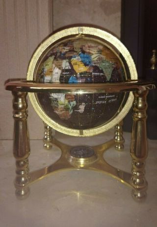 Gemstone World Globe On Stand With Compass (1)