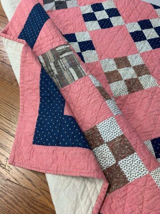 Farmhouse PA c 1890 - 1900 Indigo Blue ANTIQUE Quilt Lancaster Co 11