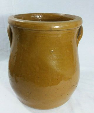 One Gallon Primitive Brown Floral Decorated WHITEWATER STONEWARE Jar Crock 3