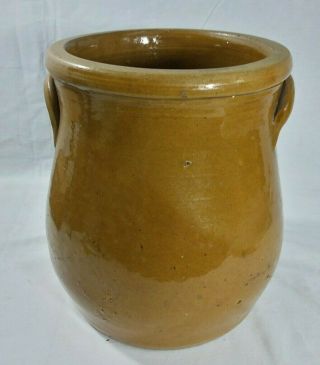 One Gallon Primitive Brown Floral Decorated WHITEWATER STONEWARE Jar Crock 4