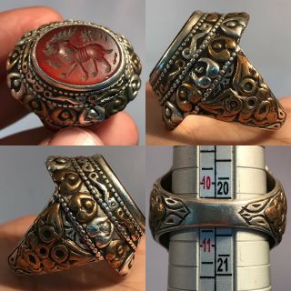Ancient Agate Seal Animal Stone Wonderful Unique Ring