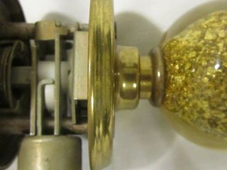 2x Vintage Ruth Richmond Weiser Lucite Acrylic Gold Flake Door Knob Set lock 70s 10