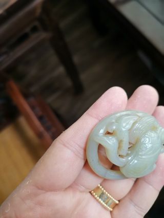 From Old Estate Chinese Ming White Jade Duck Bird Flower Pendent Asian China 2