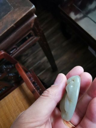 From Old Estate Chinese Ming White Jade Duck Bird Flower Pendent Asian China 6