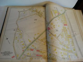 RARE Antique G.  W.  Bromley atlas 1888 City of boston mass 34 plates color maps 12