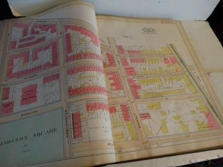 RARE Antique G.  W.  Bromley atlas 1888 City of boston mass 34 plates color maps 3